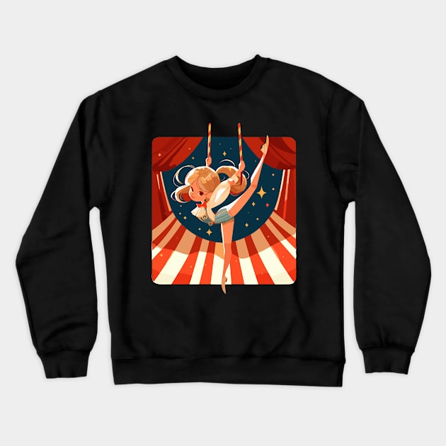 Circus show on flying trapeze Crewneck Sweatshirt by TomFrontierArt